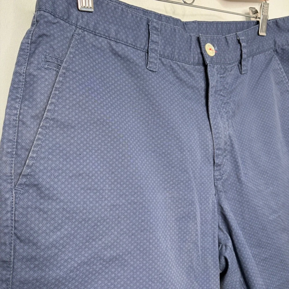 English Laundry Mens Navy Blue Geometric Micro Print Cotton Chino Shorts 32W